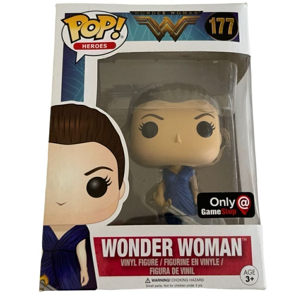 Funko Pop Vinyl Figure DC Heroes Wonder Woman 177 Game Stop Exclusive Blue Dress